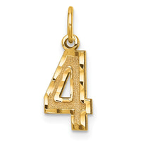 Load image into Gallery viewer, 14k Small Brushed Diamond-cut Number 4 Charm
