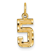 Load image into Gallery viewer, 14k Small Brushed Diamond-cut Number 5 Charm
