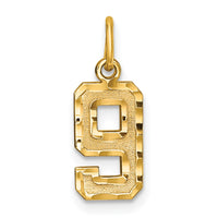 Load image into Gallery viewer, 14k Small Brushed Diamond-cut Number 9 Charm
