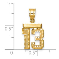 Load image into Gallery viewer, 14k Small Brushed Diamond-cut Number 13 Charm
