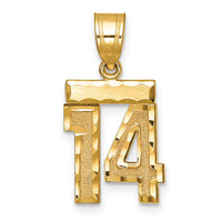 Load image into Gallery viewer, 14k Small Brushed Diamond-cut Number 14 Charm
