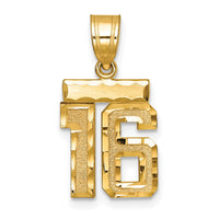 Load image into Gallery viewer, 14k Small Brushed Diamond-cut Number 16 Charm
