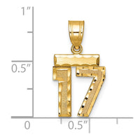 Load image into Gallery viewer, 14k Small Brushed Diamond-cut Number 17 Charm
