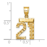 Load image into Gallery viewer, 14k Small Brushed Diamond-cut Number 21 Charm
