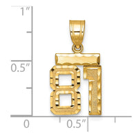 Load image into Gallery viewer, 14k Small Brushed Diamond-cut Number 81 Charm
