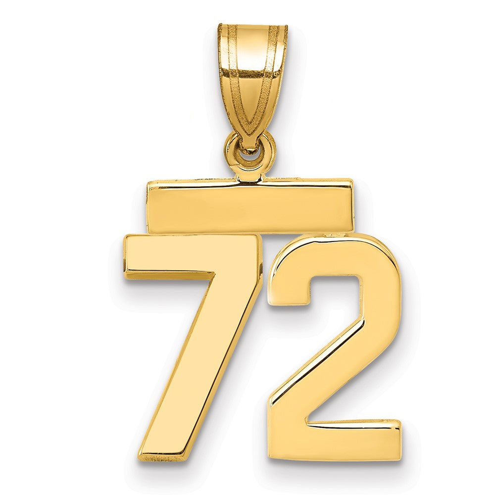 14k Small Polished Number 72 Charm