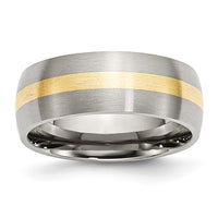 Load image into Gallery viewer, Chisel Stainless Steel with 14k Gold Inlay Brushed 8mm Band
