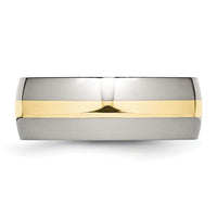 Load image into Gallery viewer, Chisel Stainless Steel with 14k Gold Inlay Polished 8mm Band
