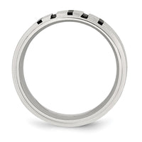 Load image into Gallery viewer, Chisel Stainless Steel Brushed Center Black IP-plated 1/6 Carat Diamond 9mm Band
