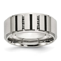 Load image into Gallery viewer, Chisel Stainless Steel Brushed Center Black IP-plated 1/6 Carat Diamond 9mm Band
