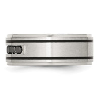 Load image into Gallery viewer, Chisel Stainless Steel Brushed and Polished Black IP-plated 1/2 Carat Black Diamond 9mm Band
