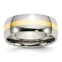 Load image into Gallery viewer, Chisel Stainless Steel with 14k Gold Inlay Polished 8mm Band
