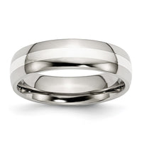Load image into Gallery viewer, Chisel Stainless Steel with Sterling Silver Inlay Polished 6mm Band
