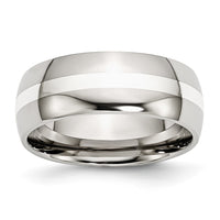 Load image into Gallery viewer, Chisel Stainless Steel with Sterling Silver Inlay Polished 8mm Band
