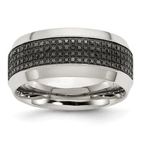 Load image into Gallery viewer, Chisel Stainless Steel Polished 1/3 Carat Black Diamond 10mm Band
