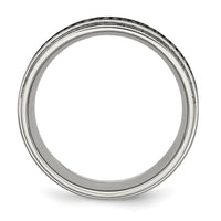 Load image into Gallery viewer, Chisel Stainless Steel Polished 1/2 Carat Black Diamond 10mm Ridged Edge Band
