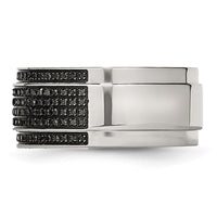 Load image into Gallery viewer, Chisel Stainless Steel Polished 1/2 Carat Black Diamond 10mm Ridged Edge Band

