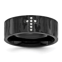 Load image into Gallery viewer, Chisel Stainless Steel Polished and Matte Black IP-plated 1/20 Carat Diamond Cross Band
