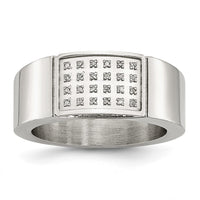Load image into Gallery viewer, Chisel Stainless Steel Polished 1/10 Carat Diamond 9.5mm Band
