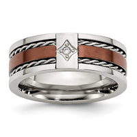 Load image into Gallery viewer, Chisel Stainless Steel Brushed and Polished Brown IP-plated .02 Carat Diamond 8mm Band
