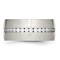 Load image into Gallery viewer, Chisel Stainless Steel Brushed and Polished with CZ 10mm Band
