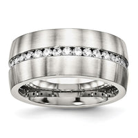 Load image into Gallery viewer, Chisel Stainless Steel Brushed and Polished with CZ 10mm Band
