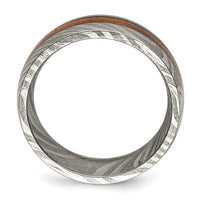 Load image into Gallery viewer, Chisel Damascus Steel Polished with Sapele Wood Inlay 8mm Band

