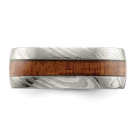 Load image into Gallery viewer, Chisel Damascus Steel Polished with Sapele Wood Inlay 8mm Band
