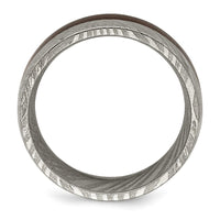 Load image into Gallery viewer, Chisel Damascus Steel Polished with Ebony Wood Inlay 8mm Band
