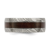 Load image into Gallery viewer, Chisel Damascus Steel Polished with Ebony Wood Inlay 8mm Band
