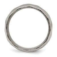 Load image into Gallery viewer, Chisel Damascus Steel Polished Faceted 7mm Band
