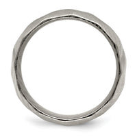 Load image into Gallery viewer, Chisel Damascus Steel Polished Faceted 7mm Band
