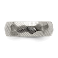 Load image into Gallery viewer, Chisel Damascus Steel Polished Faceted 7mm Band
