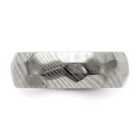 Load image into Gallery viewer, Chisel Damascus Steel Polished Faceted 7mm Band
