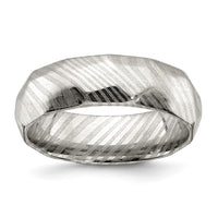 Load image into Gallery viewer, Chisel Damascus Steel Polished Faceted 7mm Band
