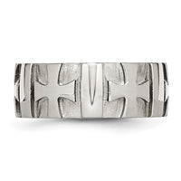 Load image into Gallery viewer, Chisel Stainless Steel Brushed and Polished 3pt Diamond Cross 9mm Band
