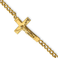 Load image into Gallery viewer, Chisel Stainless Steel Polished Yellow IP-plated Crucifix 8.5 inch Bracelet
