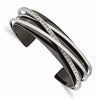 Chisel Stainless Steel Polished Black IP-plated with Crystals Layered Cuff Bangle