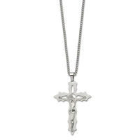 Load image into Gallery viewer, Chisel Stainless Steel Polished Cutout Crucifix Pendant on a 24 inch Curb Chain Necklace
