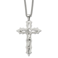 Load image into Gallery viewer, Chisel Stainless Steel Polished Cutout Crucifix Pendant on a 24 inch Curb Chain Necklace
