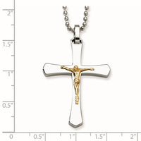 Load image into Gallery viewer, Stainless Steel 14k Accent Crucifix Pendant

