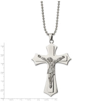 Load image into Gallery viewer, Chisel Stainless Steel Polished Large Crucifix Pendant on a 22 inch Ball Chain Necklace
