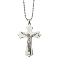 Load image into Gallery viewer, Chisel Stainless Steel Polished Large Crucifix Pendant on a 22 inch Ball Chain Necklace
