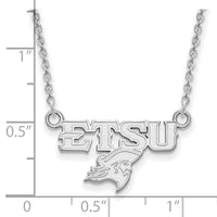Load image into Gallery viewer, 10K White Gold LogoArt East Tennessee State U. Small Necklace
