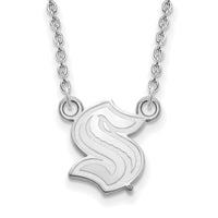 Load image into Gallery viewer, 10k White Gold NHL LogoArt Seattle Kraken Small Pendant Necklace
