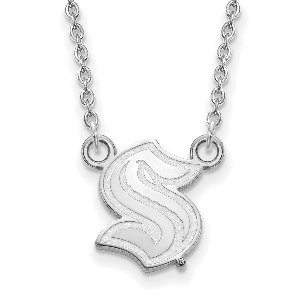 14k White Gold NHL LogoArt Seattle Kraken Small Pendant Necklace