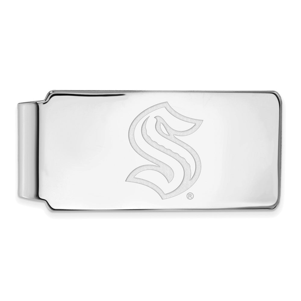 Sterling Silver Rhodium-plated NHL LogoArt Seattle Kraken Money Clip
