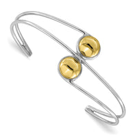 Load image into Gallery viewer, Sterling Silver &amp; Brass Polished Bead Cuff Bracelet

