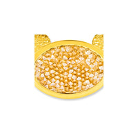 Load image into Gallery viewer, Sterling Silver Gold-tone Textured Champagne Crystal Oval Bangle
