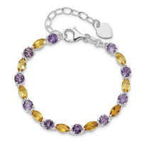 Load image into Gallery viewer, Sterling Silver Amethyst &amp; Citrine w/ 1 ext Bracelet
